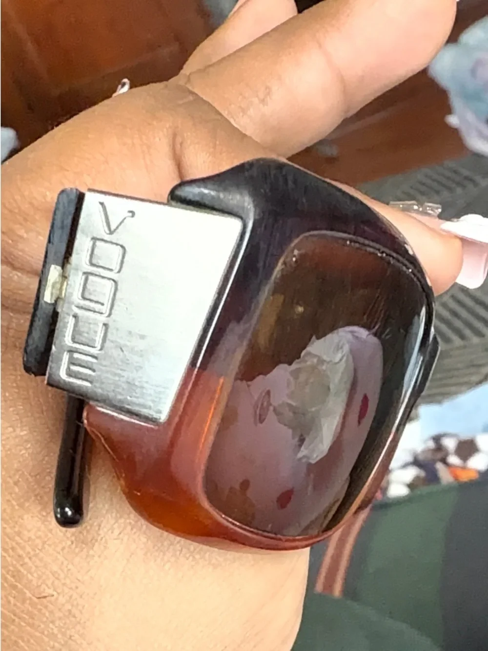 Vogue Amber and Silver Resin prescription sunglasses